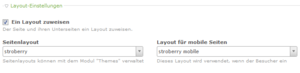 Seiteneinstellung Layout zuweisen